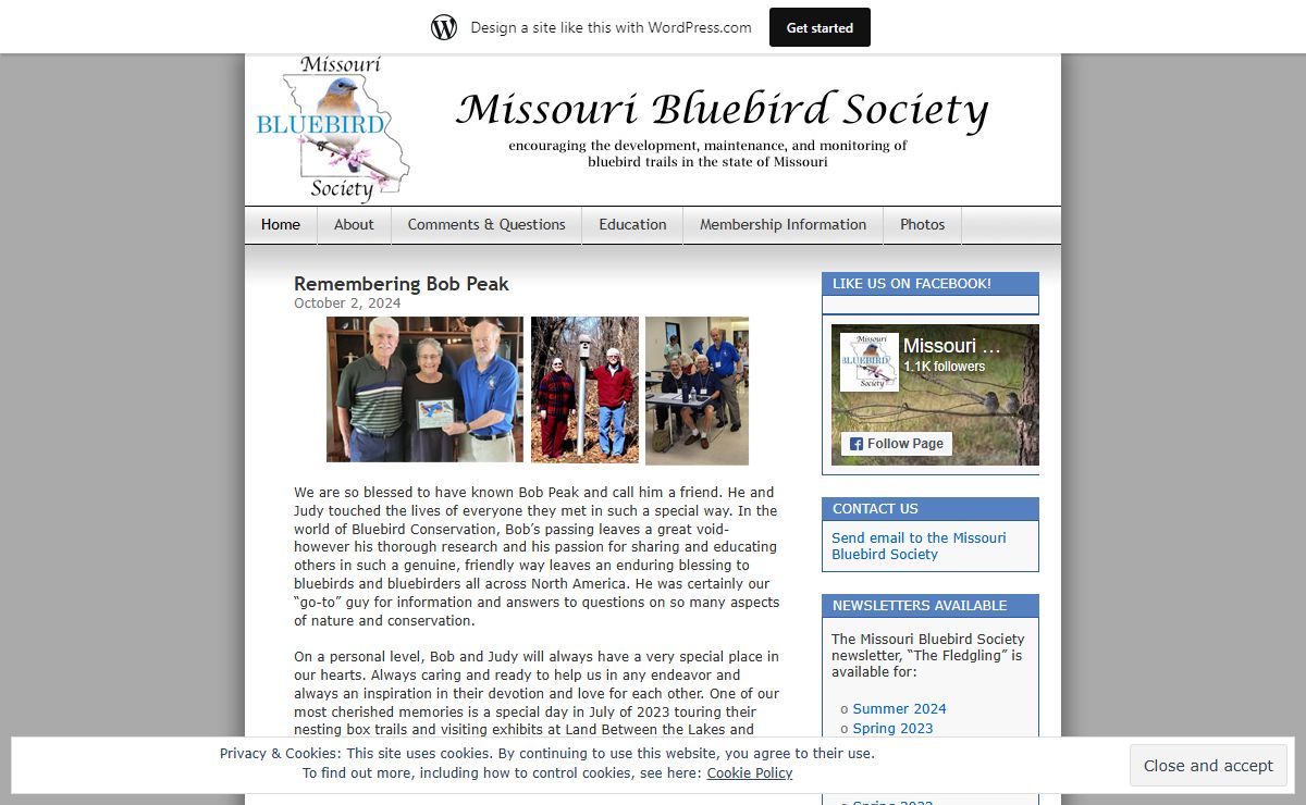 Missouri Bluebird Society | Encouraging the development, maintenance and monitoring of bluebird trails in the state of Missouri