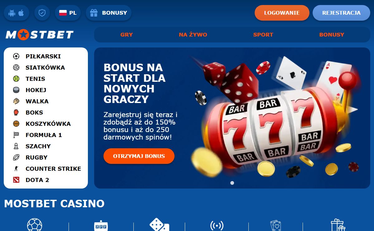 Mostbet Casino PL ⭐ 1400 PLN i 250 FS – Bonus dla Graczy