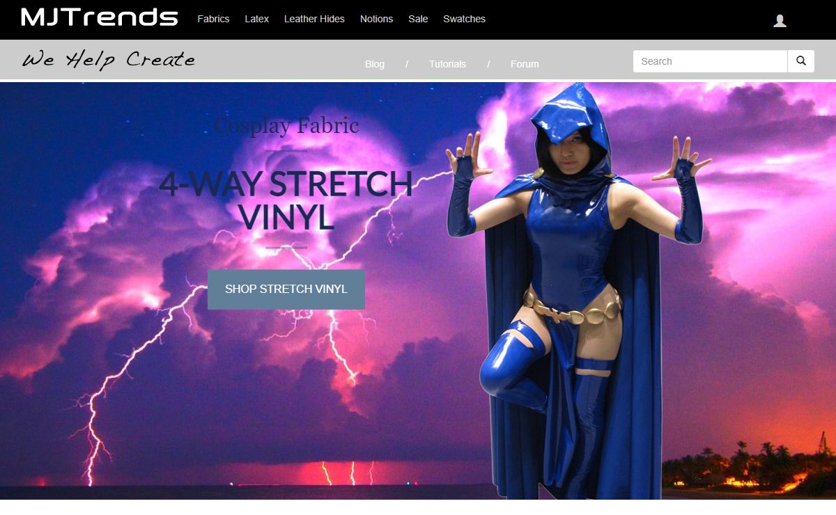 MJTrends: Your online store for vinyl fabrics, latex sheeting, snakeskin, faux leather, veggie leather, sewing supplies, and more.