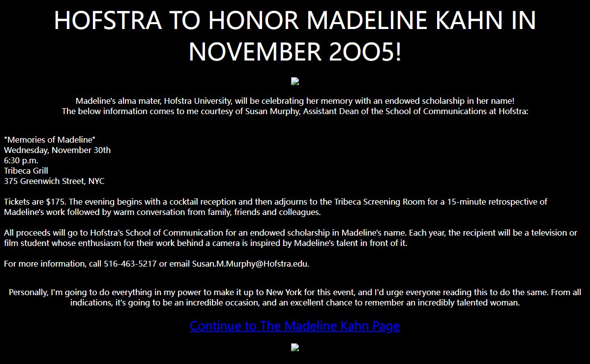 The Madeline Kahn Page: ATTENTION!! BREAKING NEWS!!