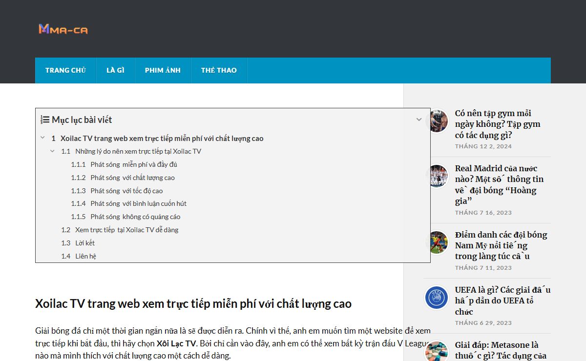 Xoilac TV trang web xem trực tiếp miễn phí với chất lượng cao