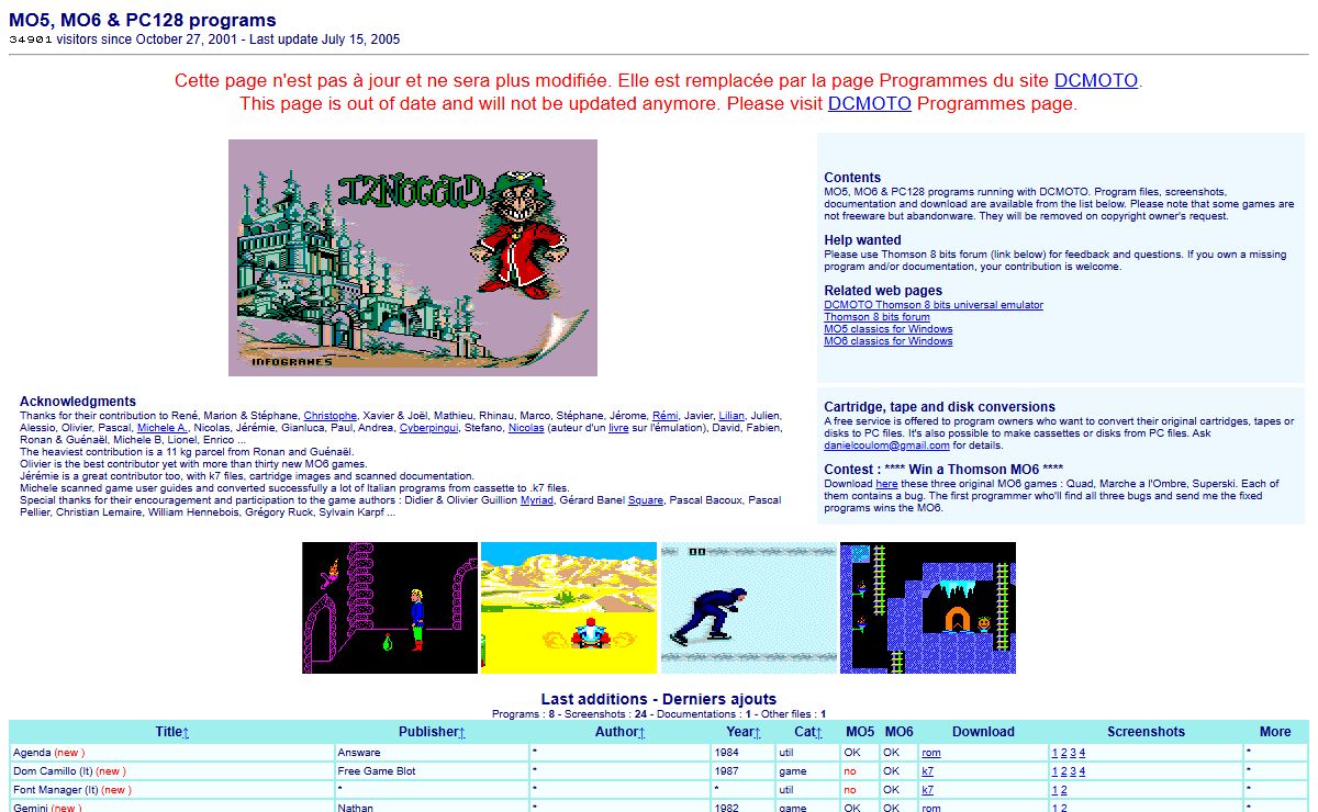 MO5, MO6 & PC128 programs