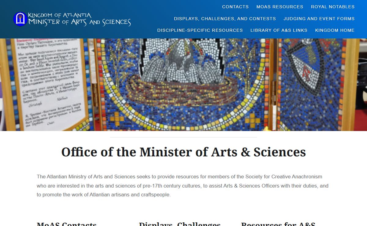 Office of the Minister of Arts & Sciences - Minister of Arts & Sciences, Kingdom of Atlantia