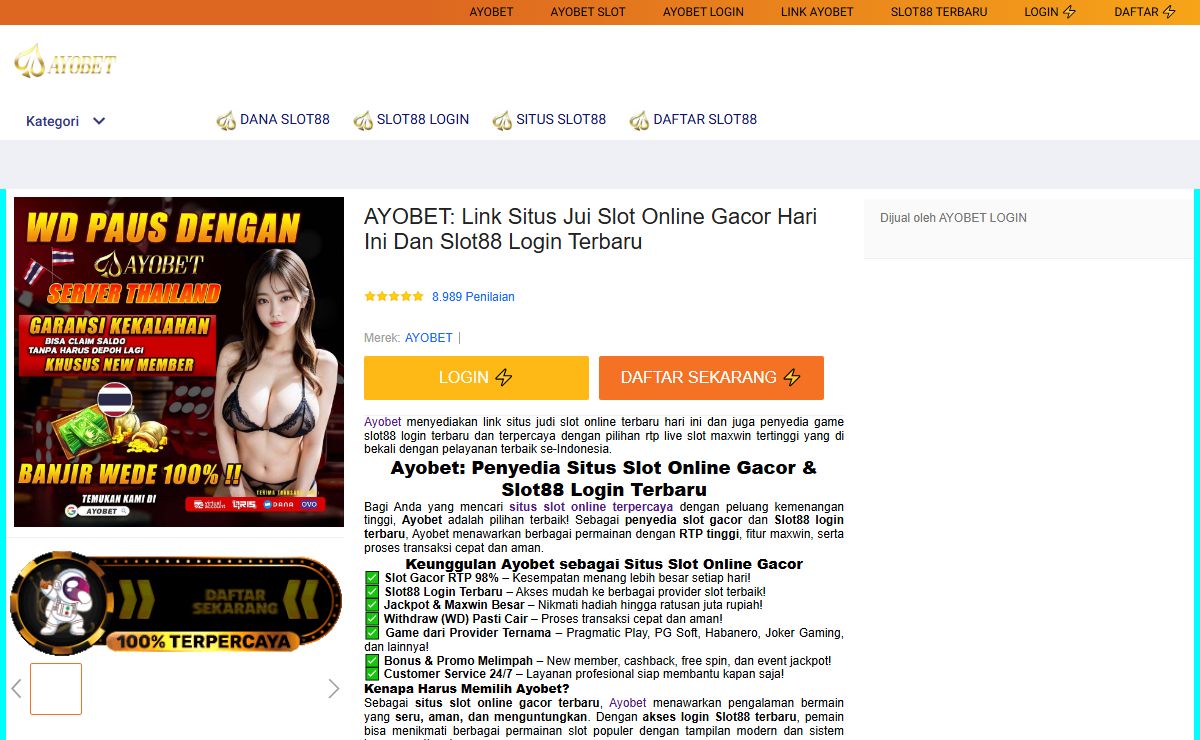 AYOBET: Link Situs Jui Slot Online Gacor Hari Ini Dan Slot88 Login Terbaru