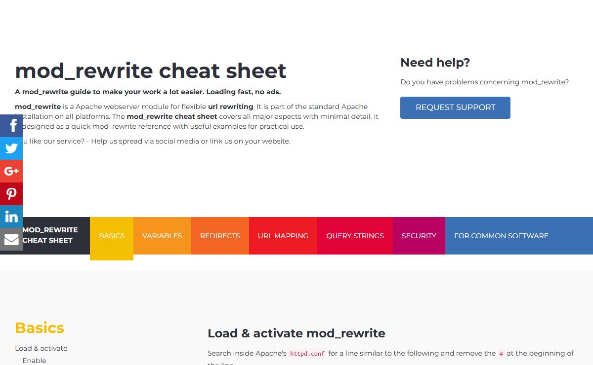 mod_rewrite cheat sheet | mod_rewrite reference with useful examples.