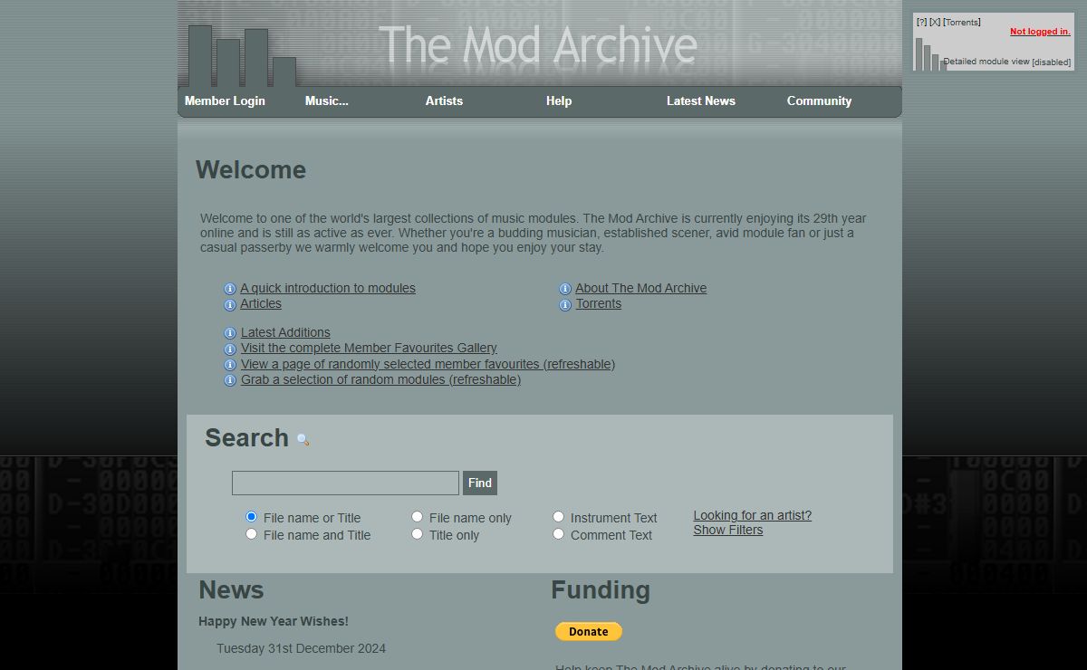 The Mod Archive v4.0b - A distinctive collection of modules