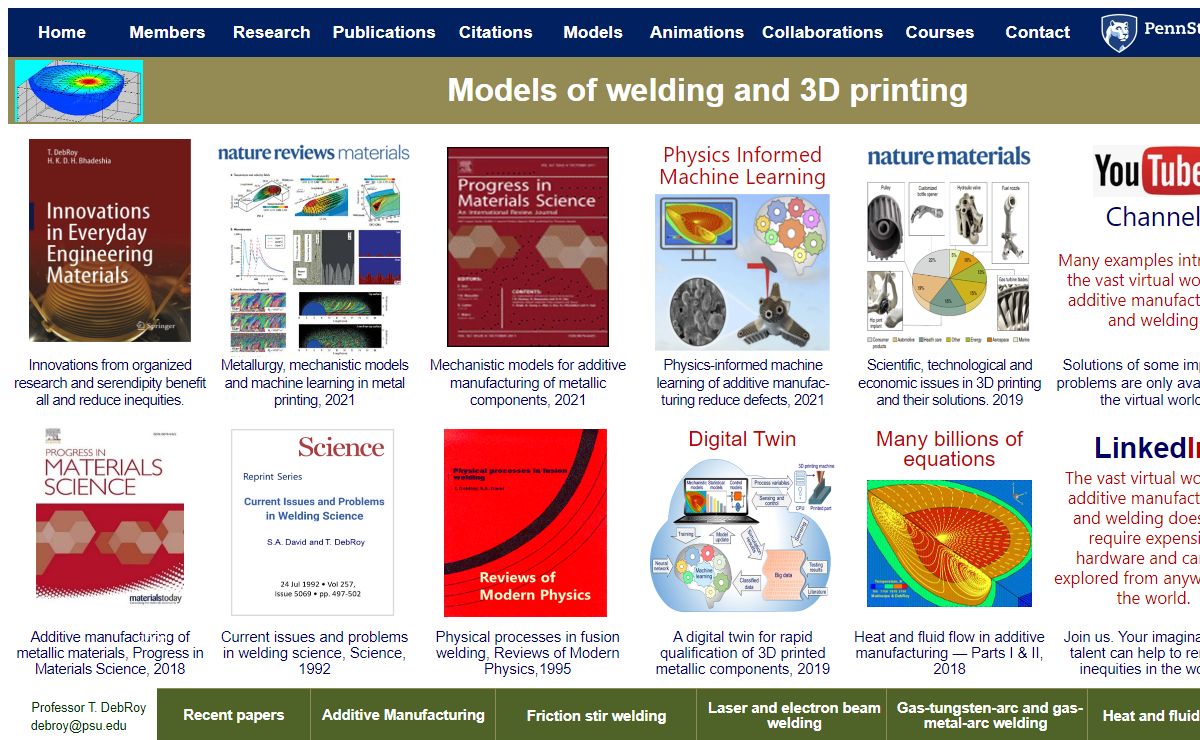 Research Group of Welding and Additive Manufacturing Modeling in Penn State