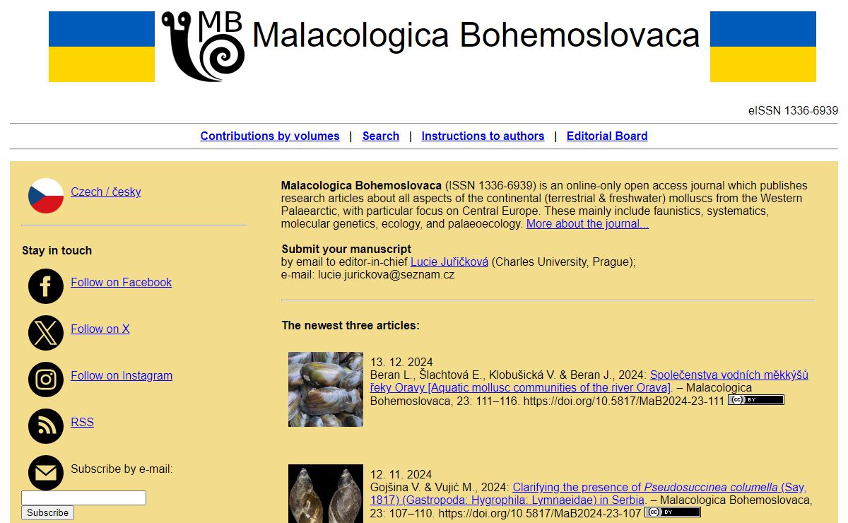 Malacologica Bohemoslovaca - Journal about continental molluscs in Europe