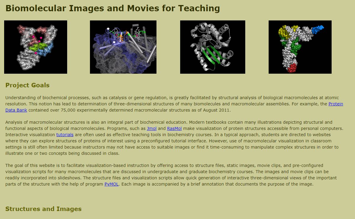 Molecular Visualization at UCSB: Biomolecular Images and Movies for Teaching