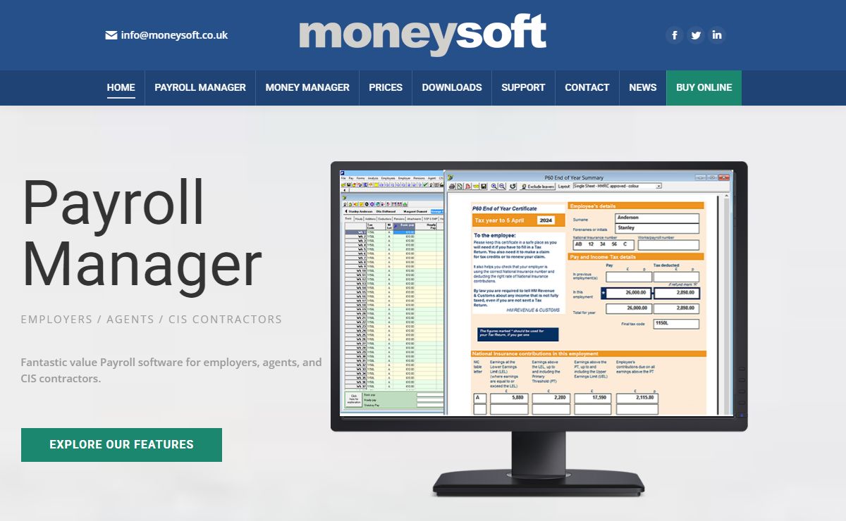 Moneysoft Payroll Software and Bookkeeping Software