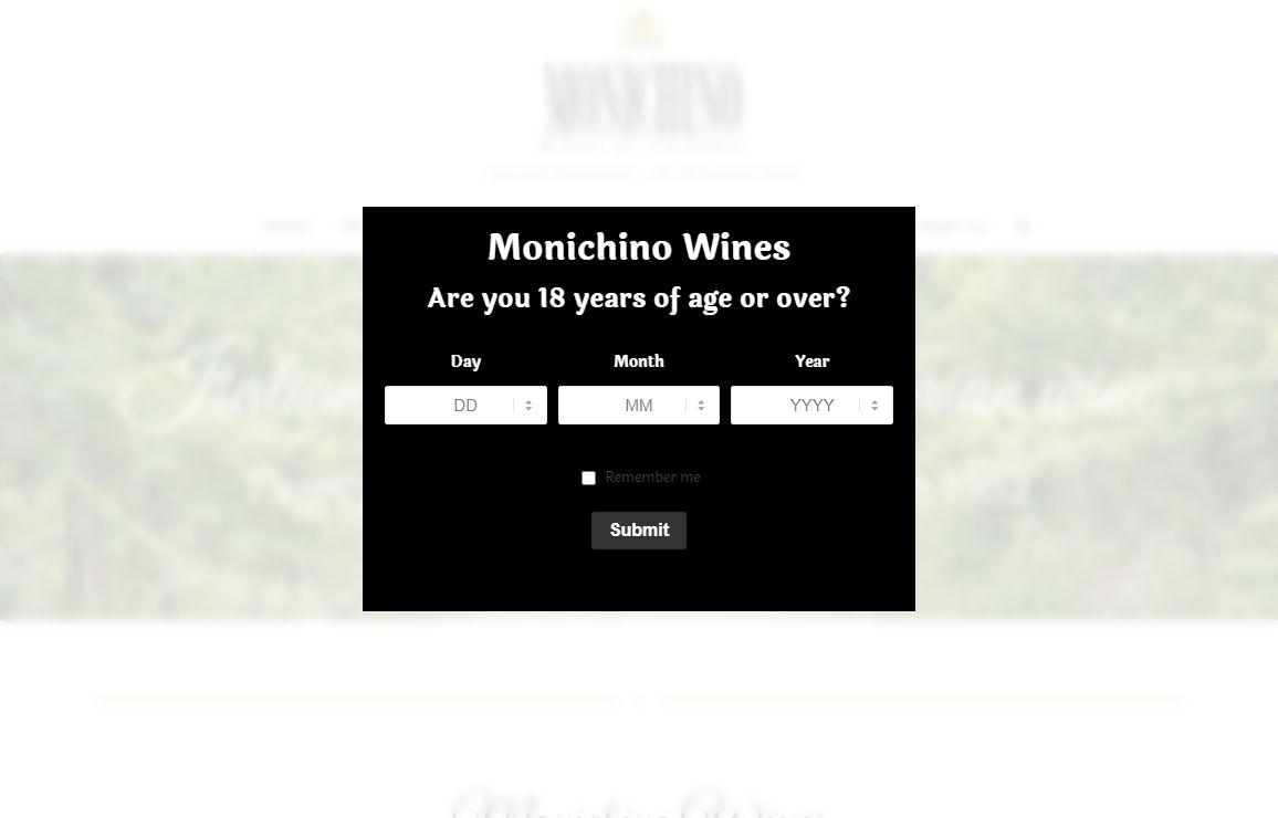 Age Verification - Monichino Wines