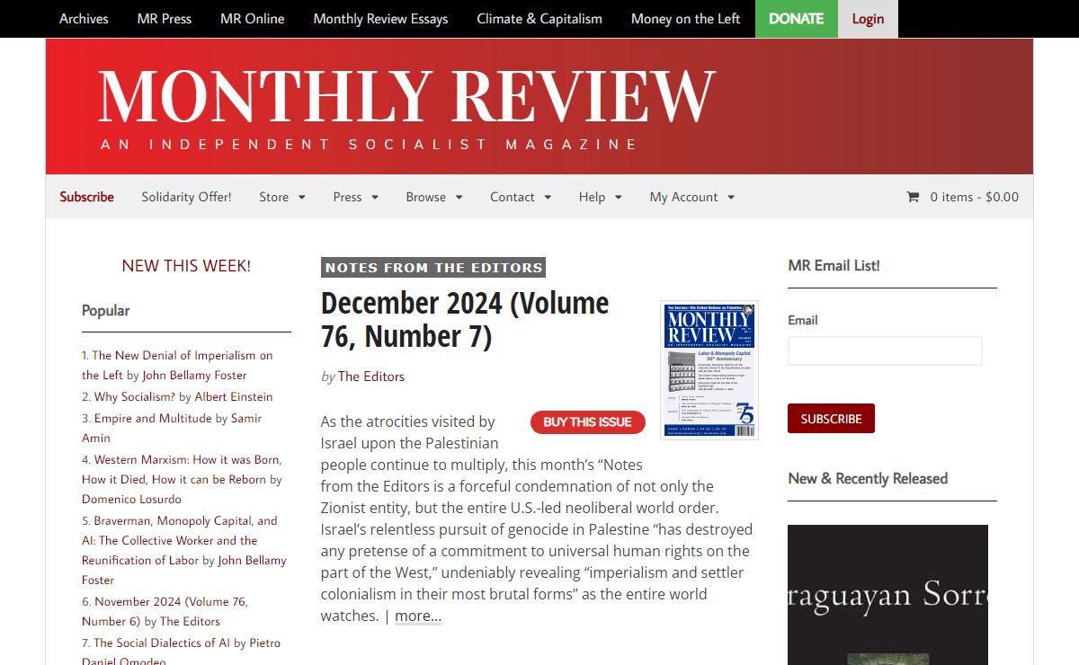 Monthly Review | An Independent Socialist Magazine