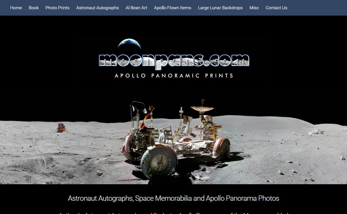 Moonpans - Astronaut Autographs, Apollo Flown Items, and Apollo Panoramas
