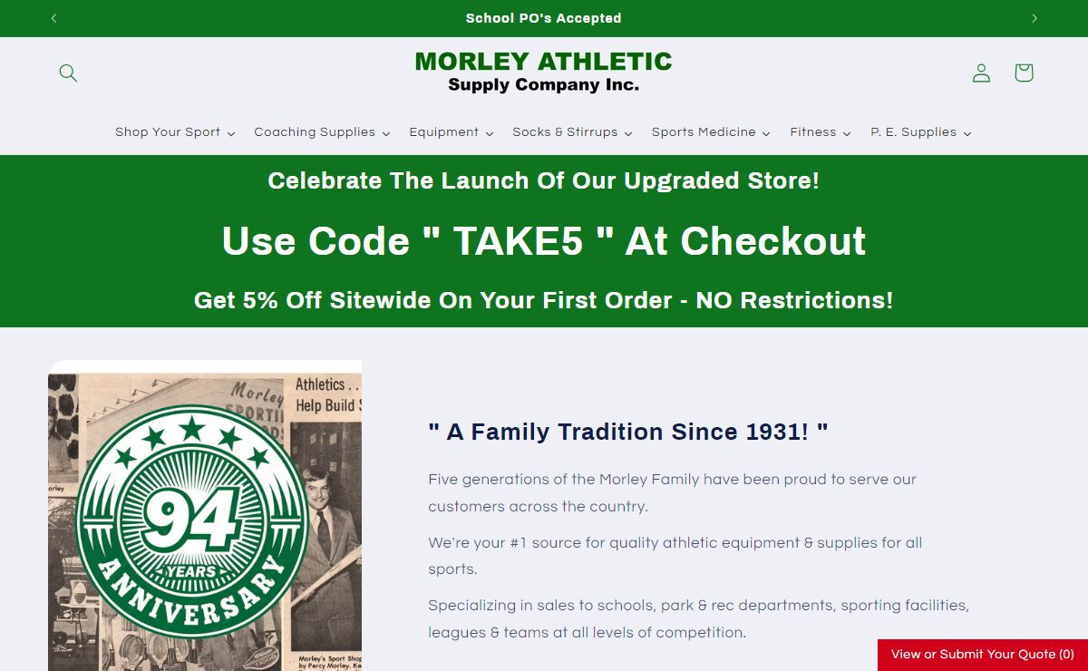 Morley Athletic Supply Co. Inc. | ATHLETIC EQUIPMENT SINCE 1931 – Morley Athletic Supply Co Inc