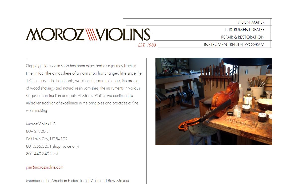 Moroz Violins | Makers & Dealers of Fine Violins, Violas & Cellos | Repairs & Restoration | Rentals