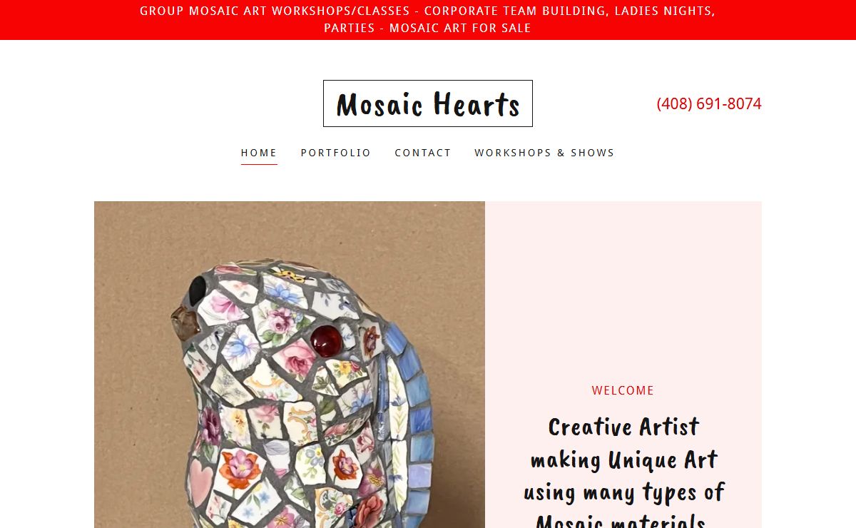 Mosaic Hearts - Artist, Mosaic Art for Sale, Mosaic Art Classes