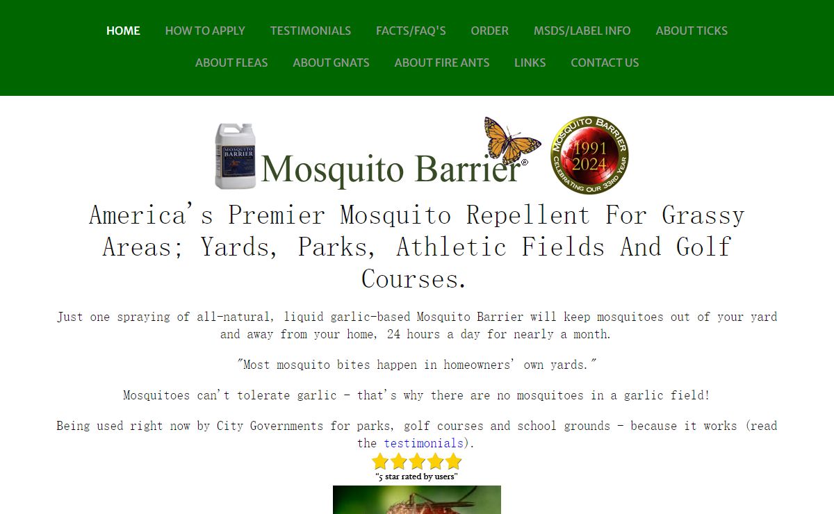 Mosquito Barrier Spray – Natural Insect Repellent for Yards & Grassy Areas