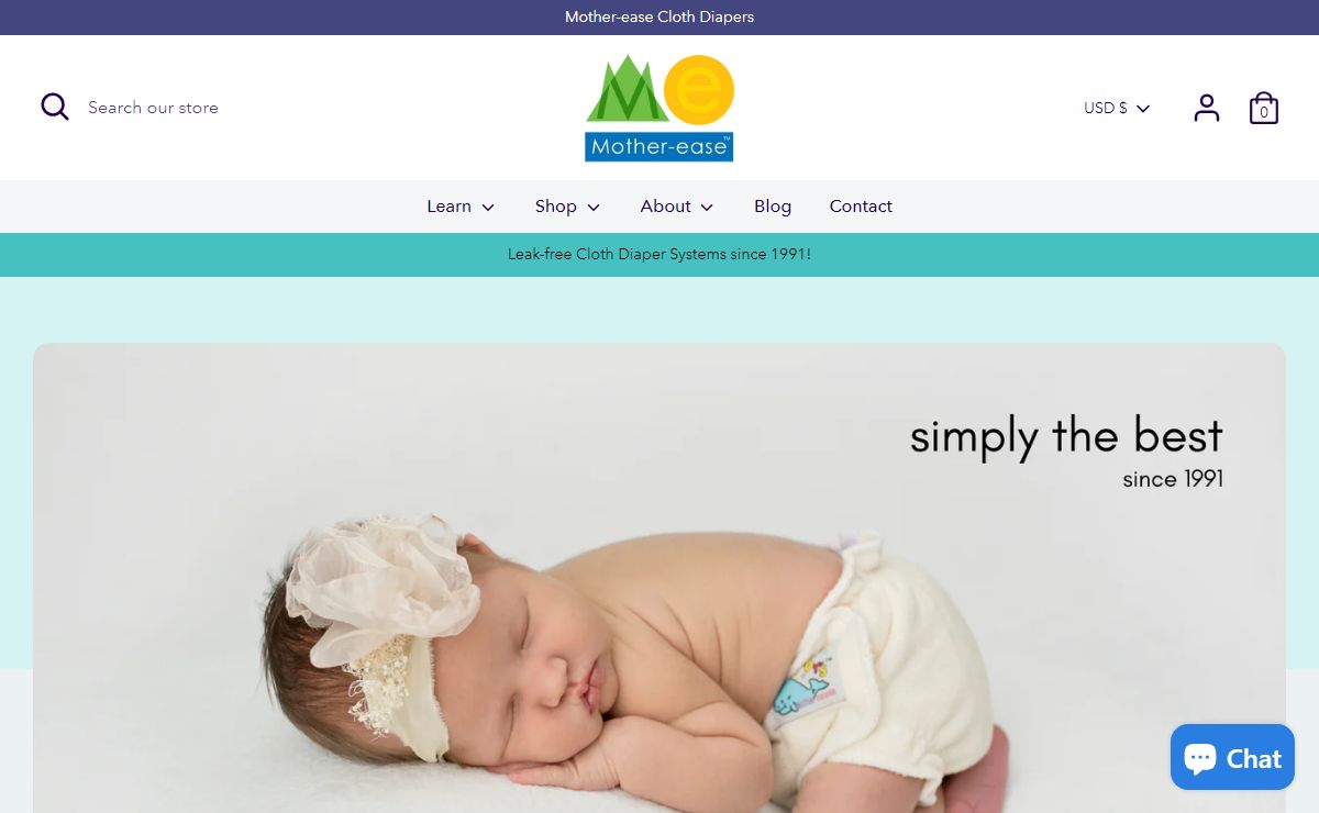 Mother-ease Cloth Diapers and Accessories - Leak-free since 1991!
