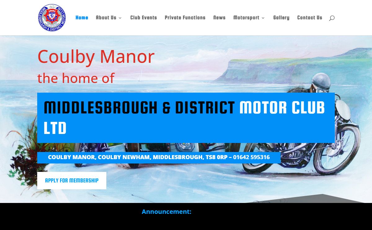 Middlesbrough & District Motor Club Ltd | Founded in 1905 - With its home at Coulby Mnaor
