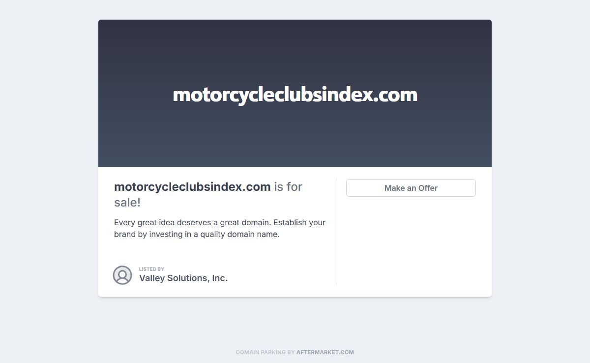Aftermarket.com | The domain motorcycleclubsindex.com is for sale!