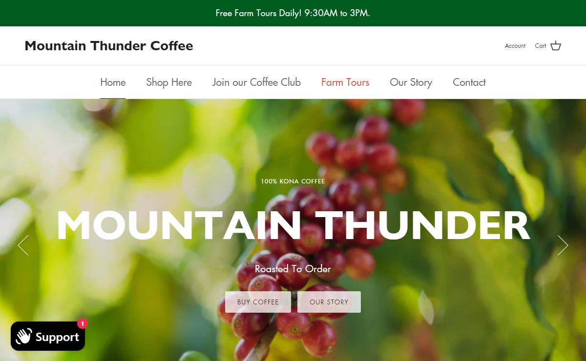 100% Kona Coffee from Mountain Thunder Coffee Plantation
