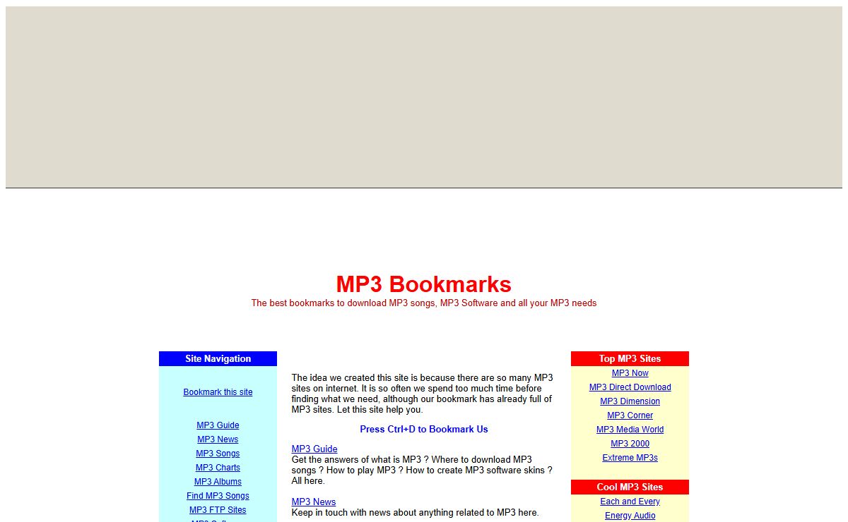 MP3 Bookmarks : The best bookmarks to download MP3 songs, MP3 Software and all your MP3 needs