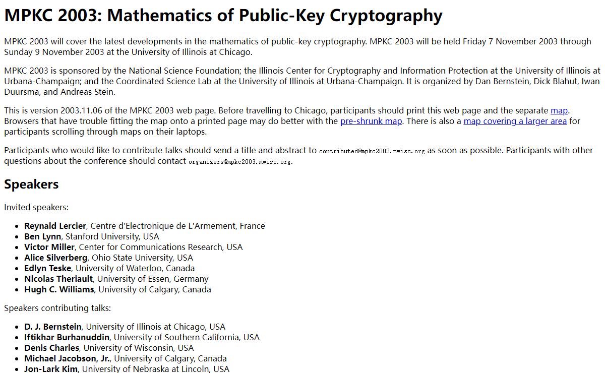 MPKC 2003: Mathematics of Public-Key Cryptography