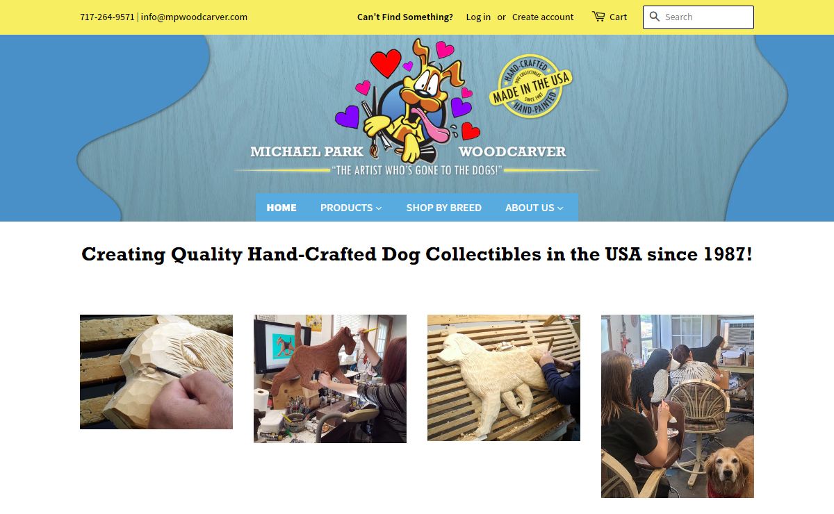 Hand-carved Dog Collectibles Since 1987 - Michael Park, Woodcarver
