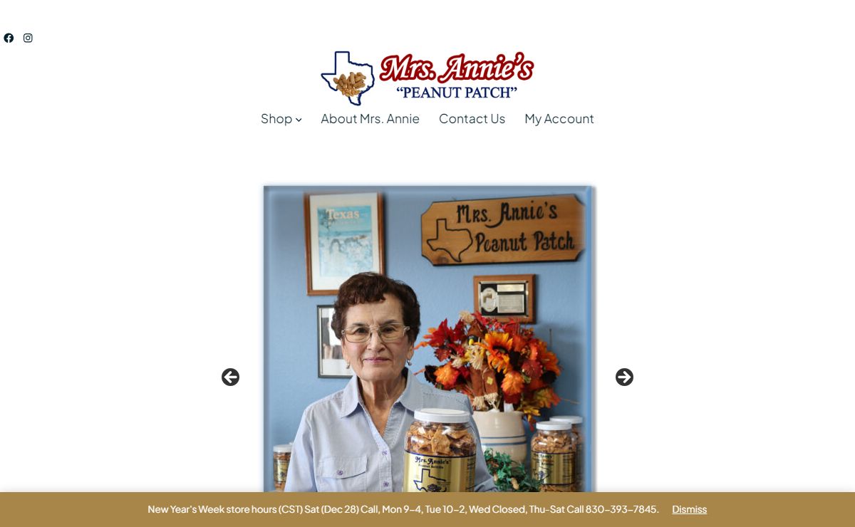Mrs. Annies Peanut Patch – Mrs. Annie's Peanut Patch homemade Peanut Brittle and other peanut products.
