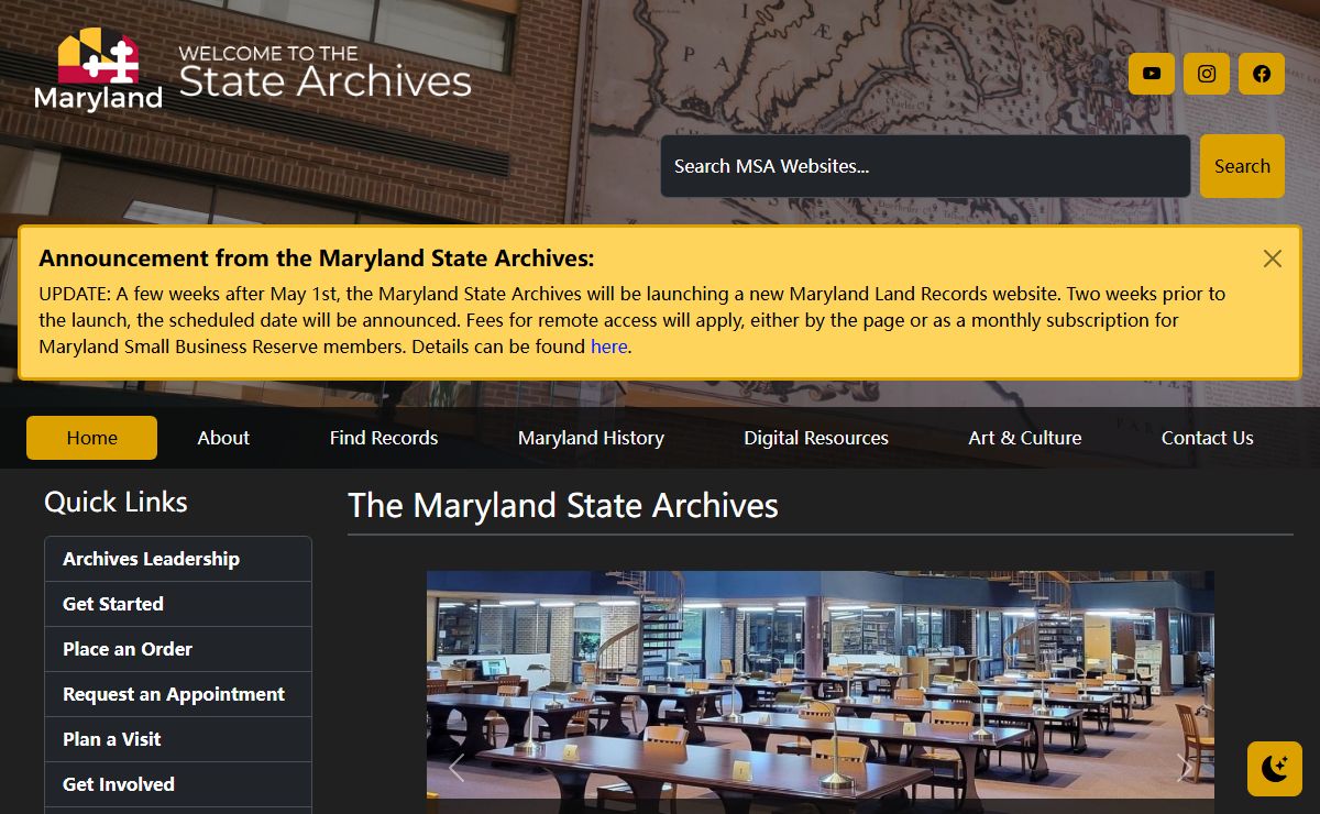 Homepage - Maryland State Archives