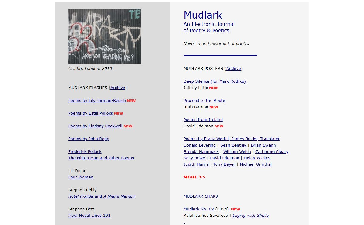 Mudlark: An Electronic Journal of Poetry & Poetics
