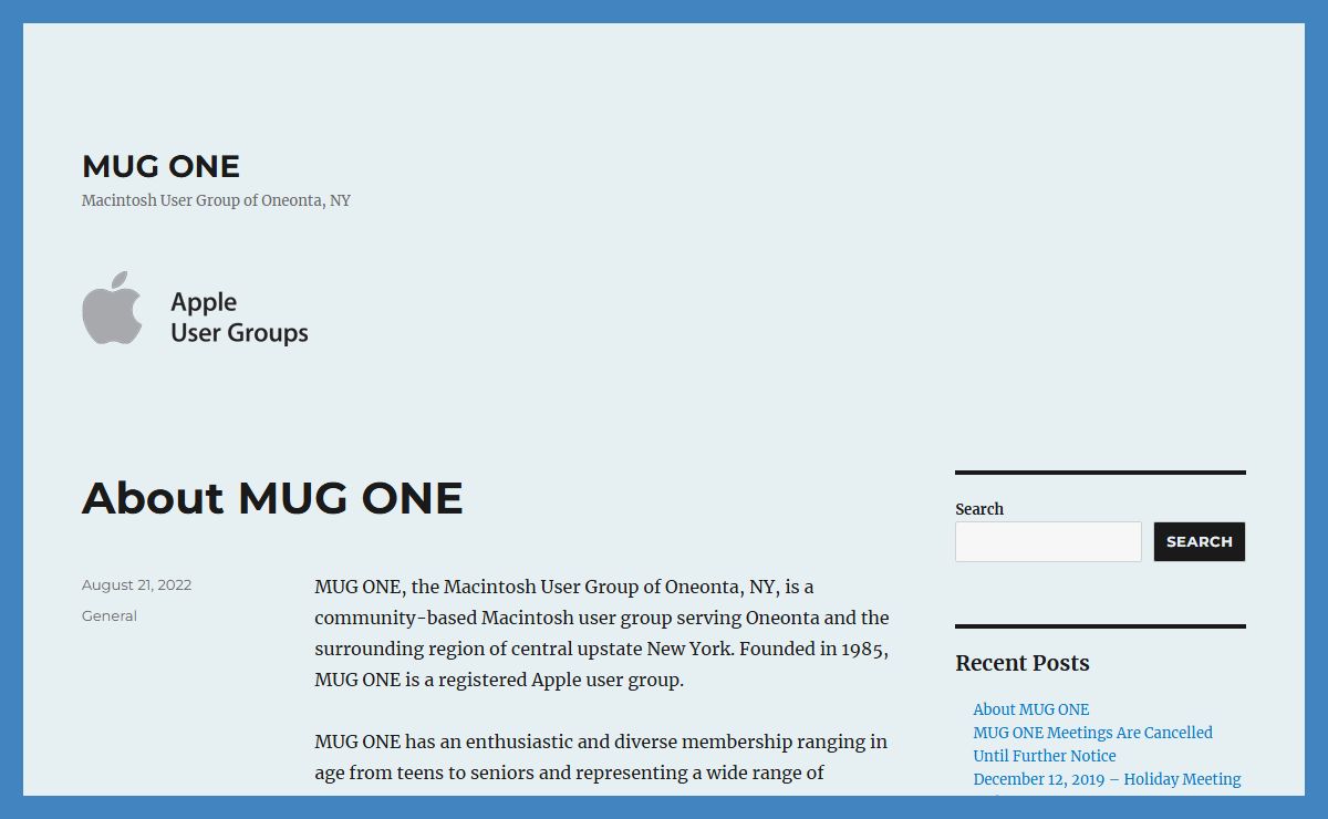 MUG ONE – Macintosh User Group of Oneonta, NY