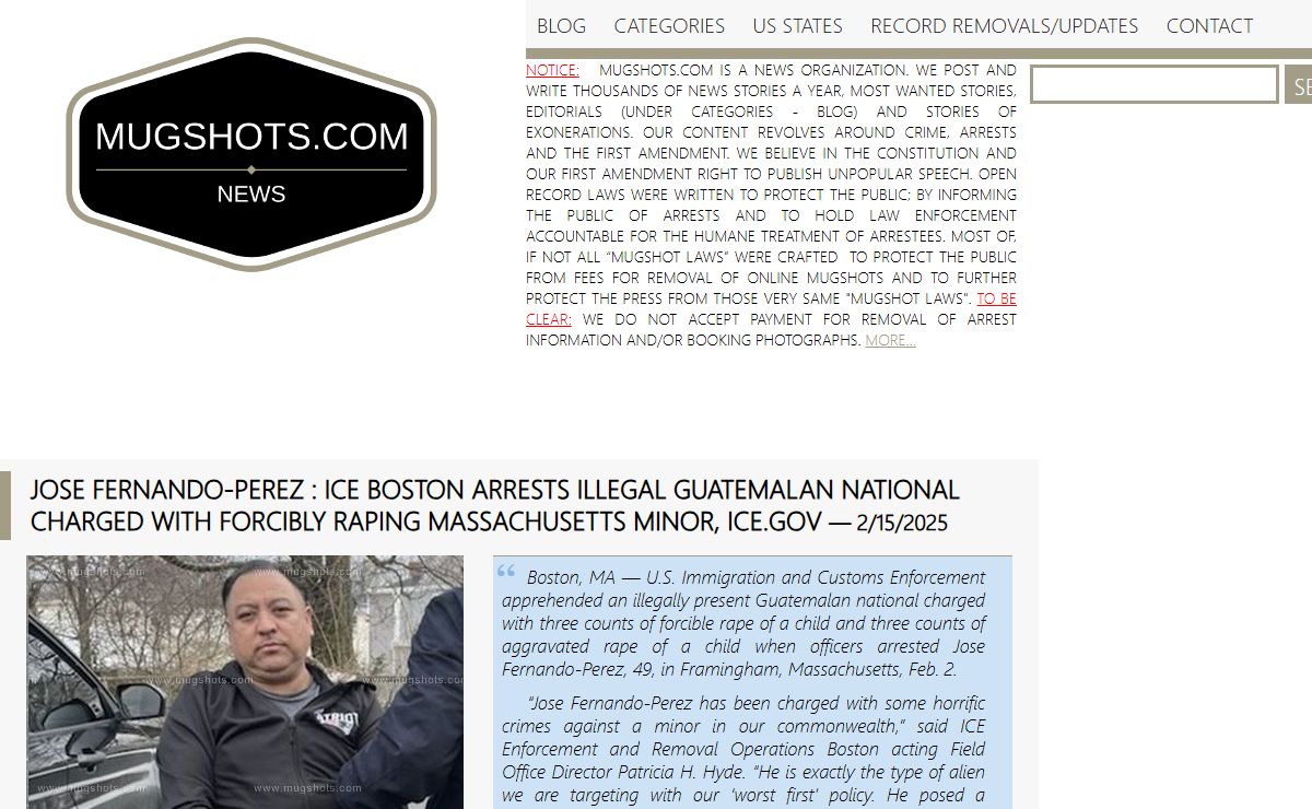 Best search engine for True crime stories | Mugshots.com