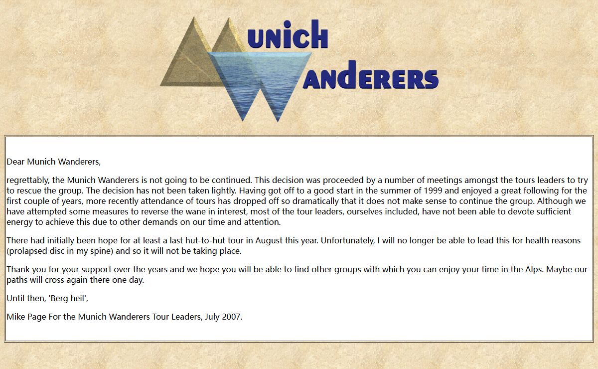 Munich Wanderers Homepage