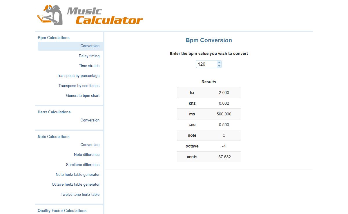 An online tool for producers, sound engineers and musicians
