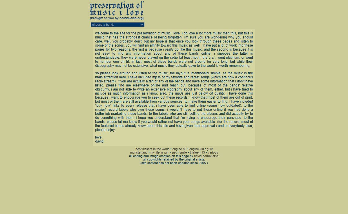 site for the preservation of music i love, brought to you by hornbuckle.org