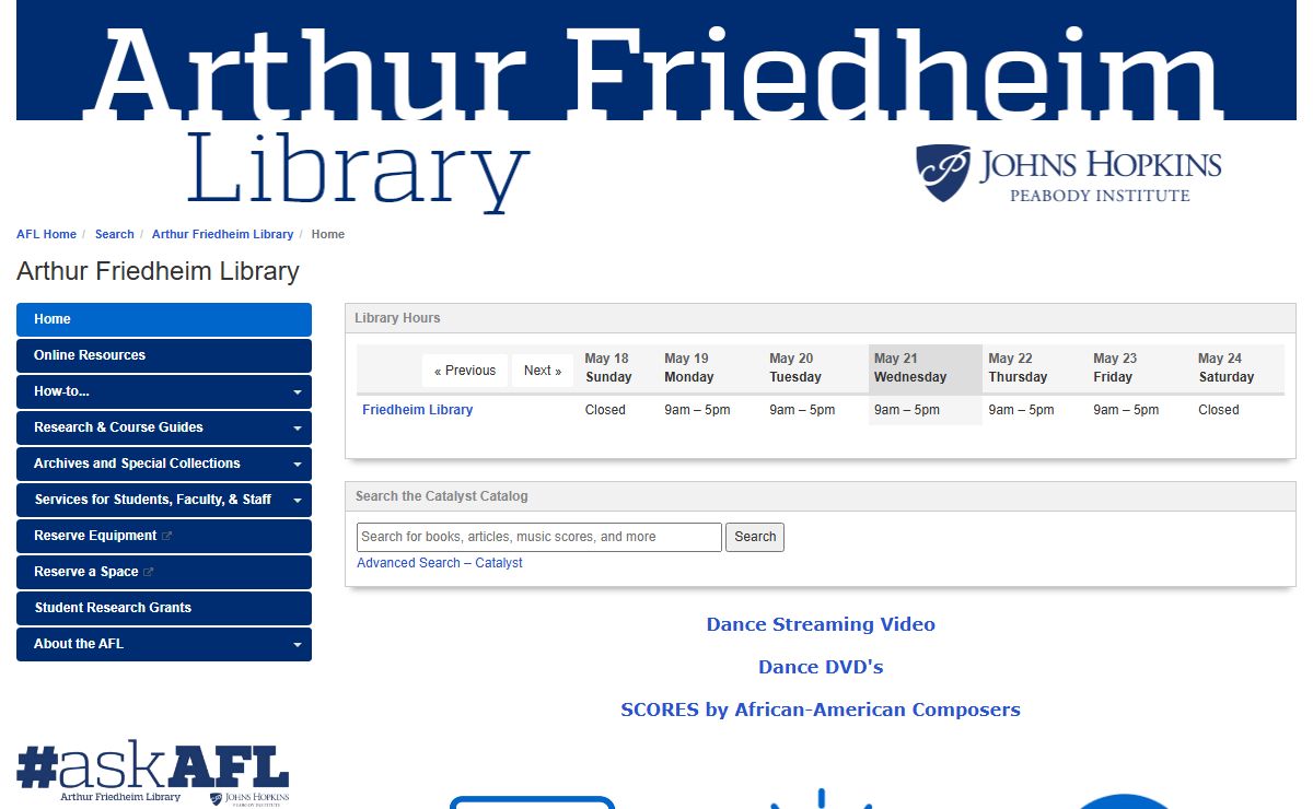 Home - Arthur Friedheim Library - Search at Friedheim Music Library