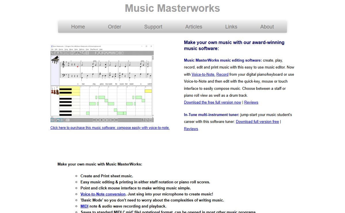 Music Masterworks singing voice-to-note detection music composing software