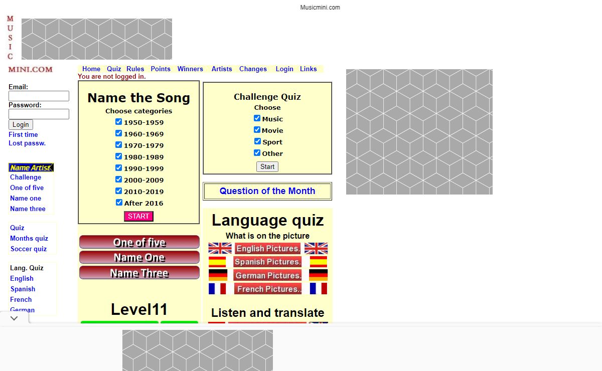 Listen and name the song. 100.000 song clips.