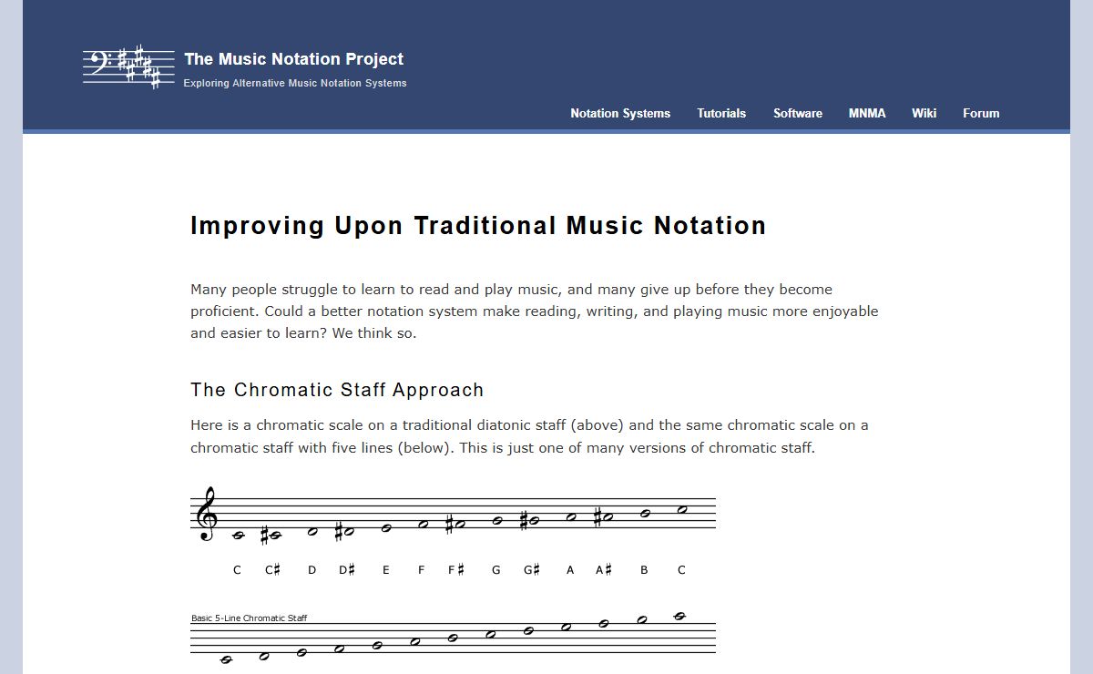 The Music Notation Project — Alternative music notation systems