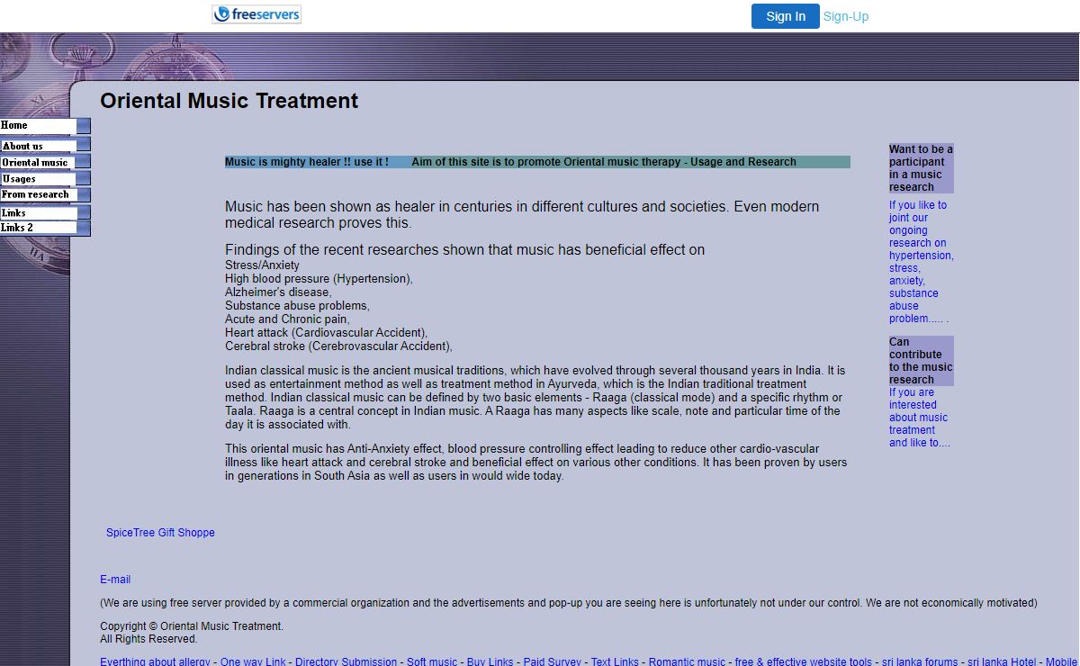 Oriental music therapy for Hypertension, stress/anxiety and substance abuse- Home