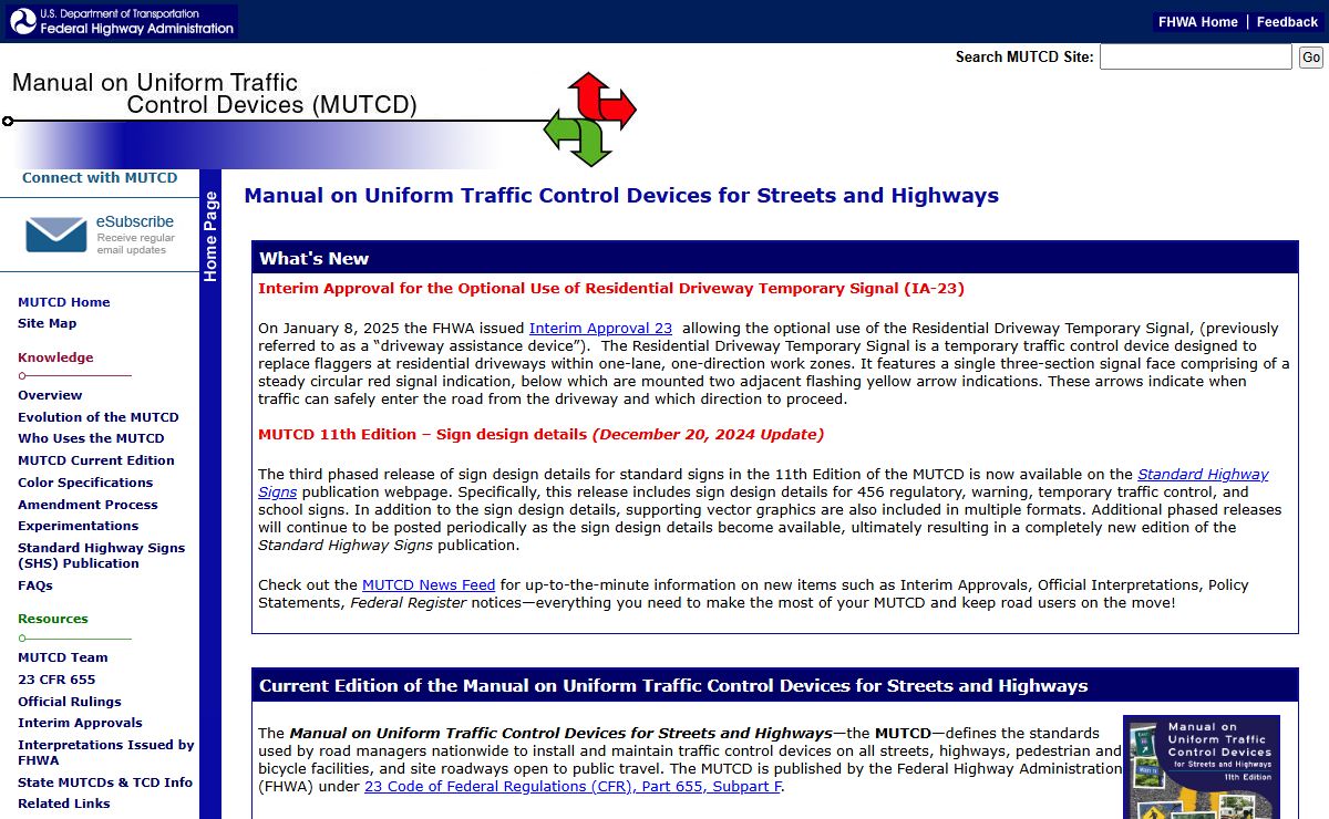 Manual on Uniform Traffic Control Devices (MUTCD) - FHWA