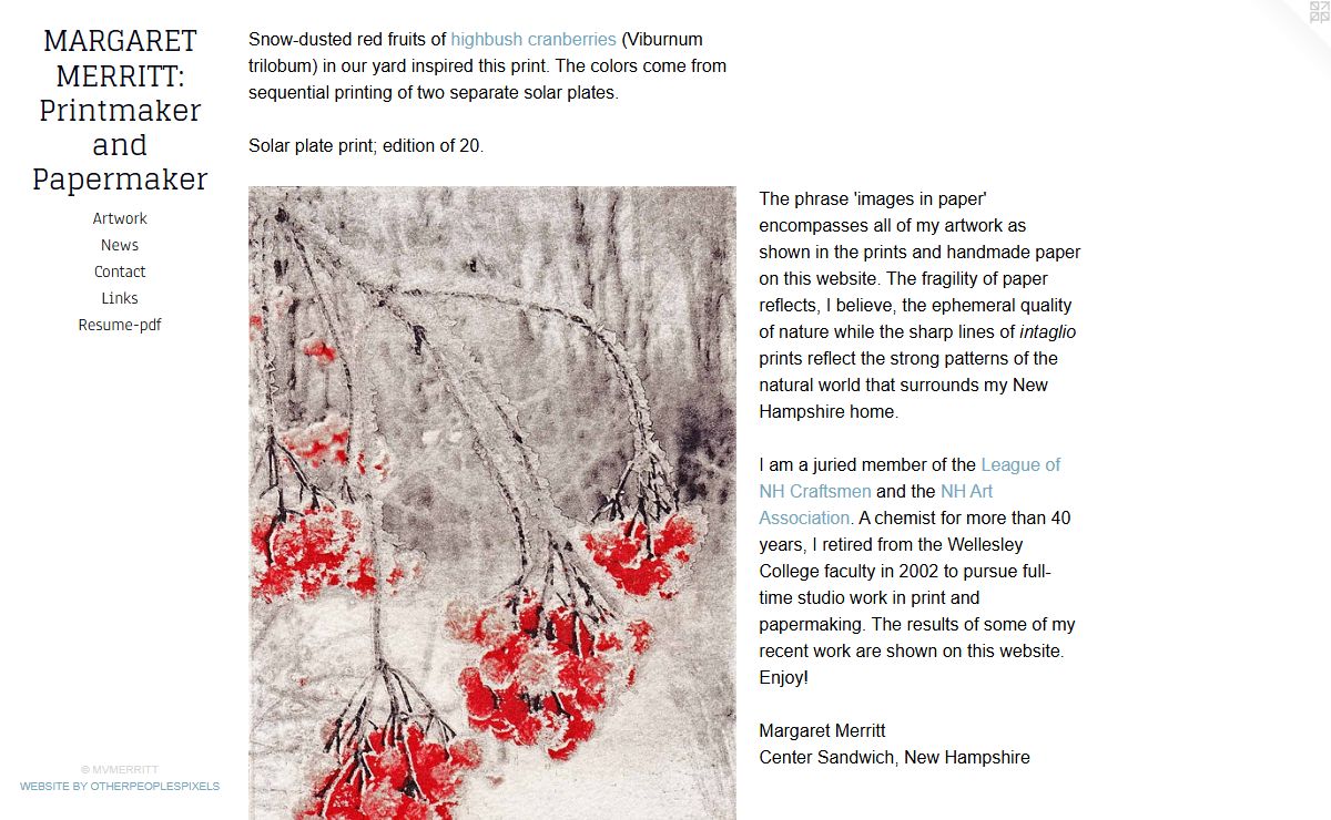 MARGARET MERRITT: Printmaker and Papermaker