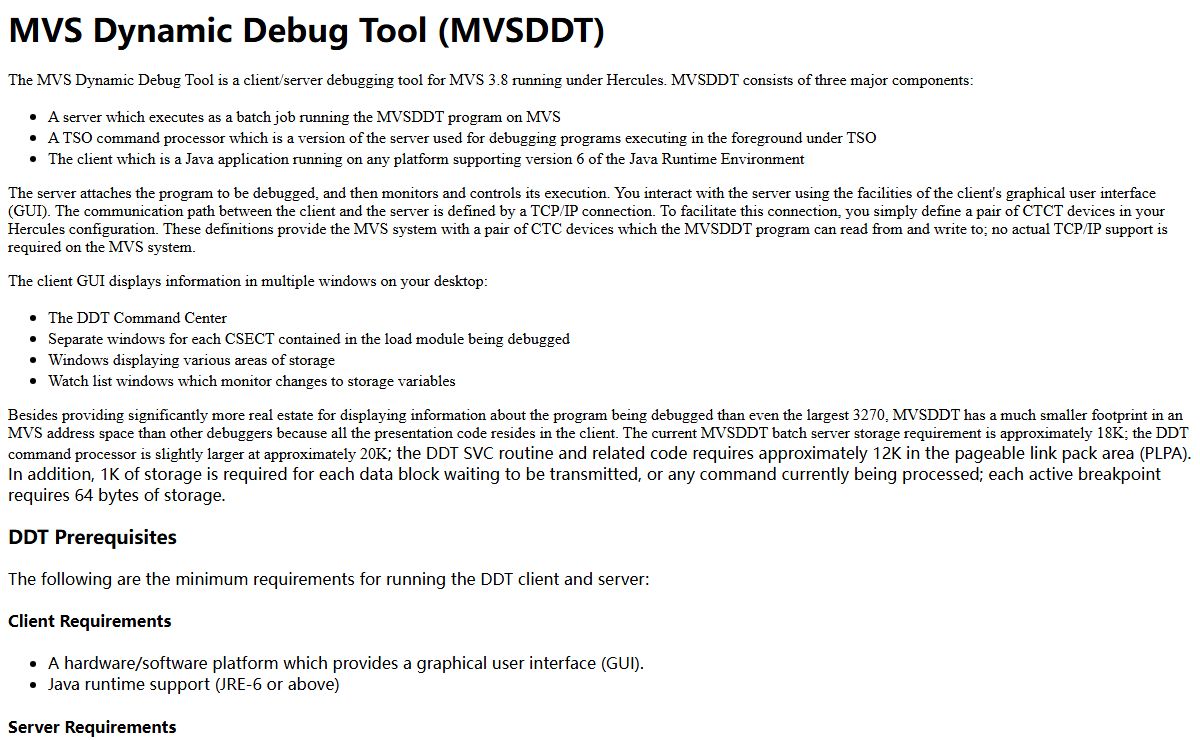 MVS Dynamic Debug Tool