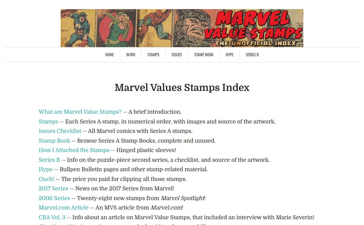 Marvel Value Stamps - The Unofficial Index