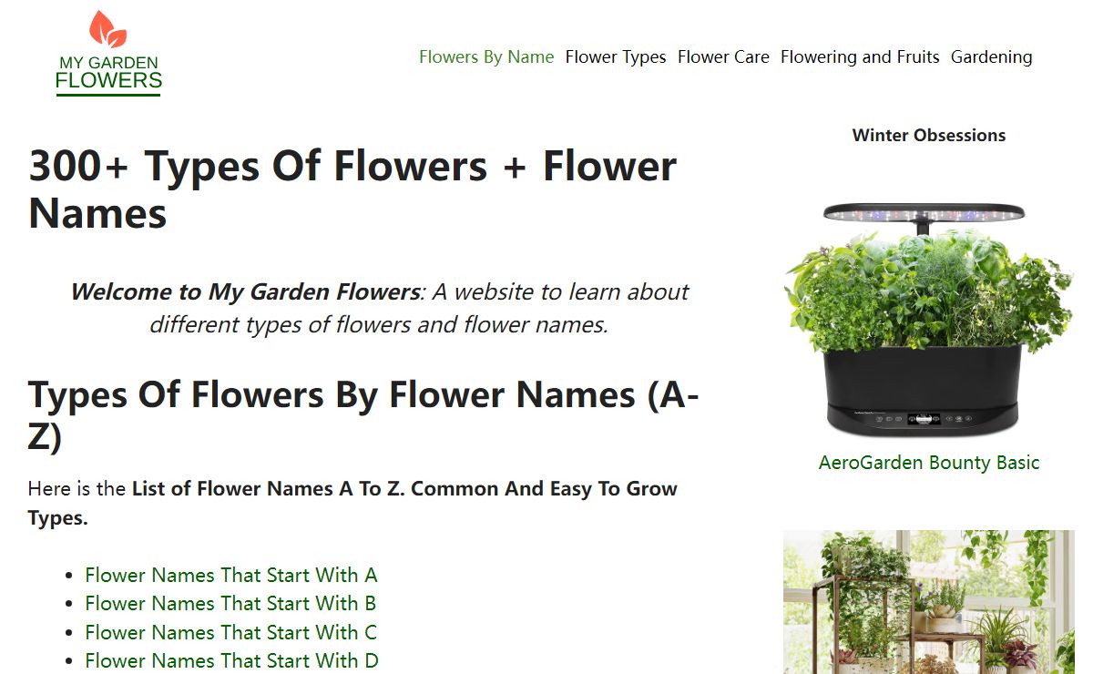 300+ Types of Flowers + Flower Names (Alphabetical Order)