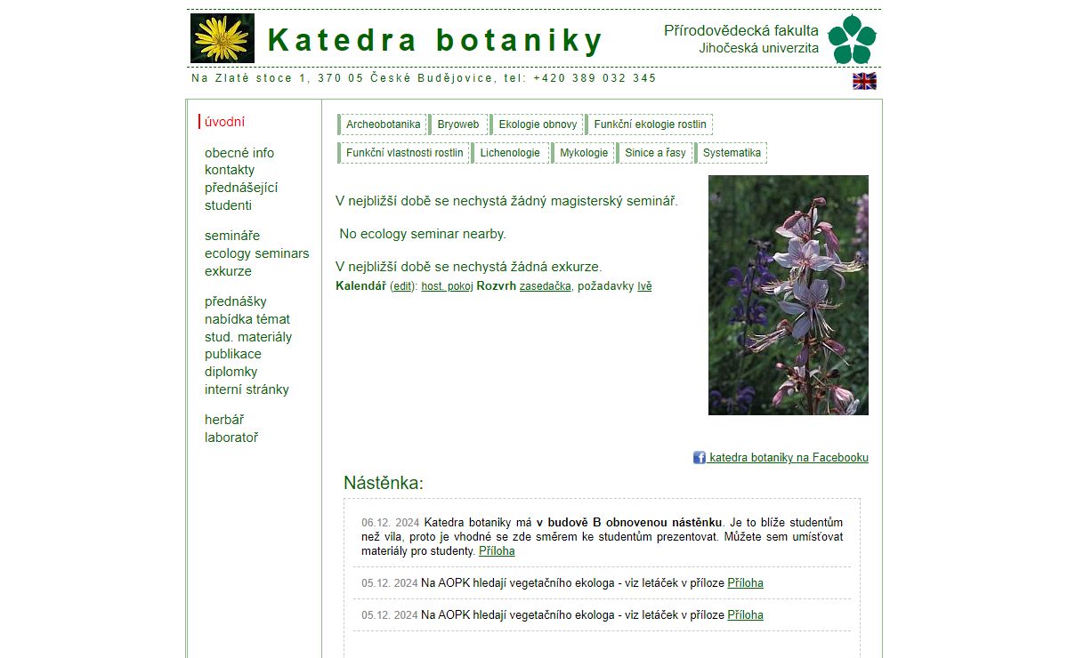 Katedra botaniky PrF JU