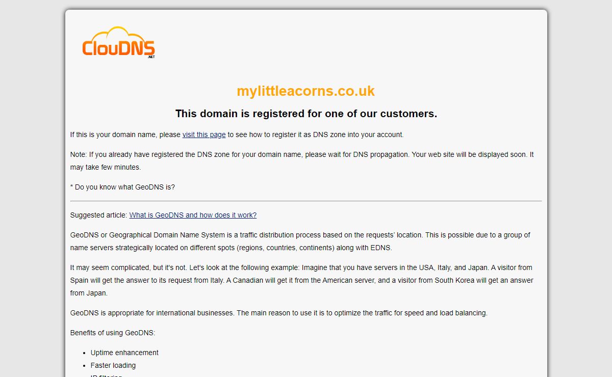 mylittleacorns.co.uk | What is GeoDNS?