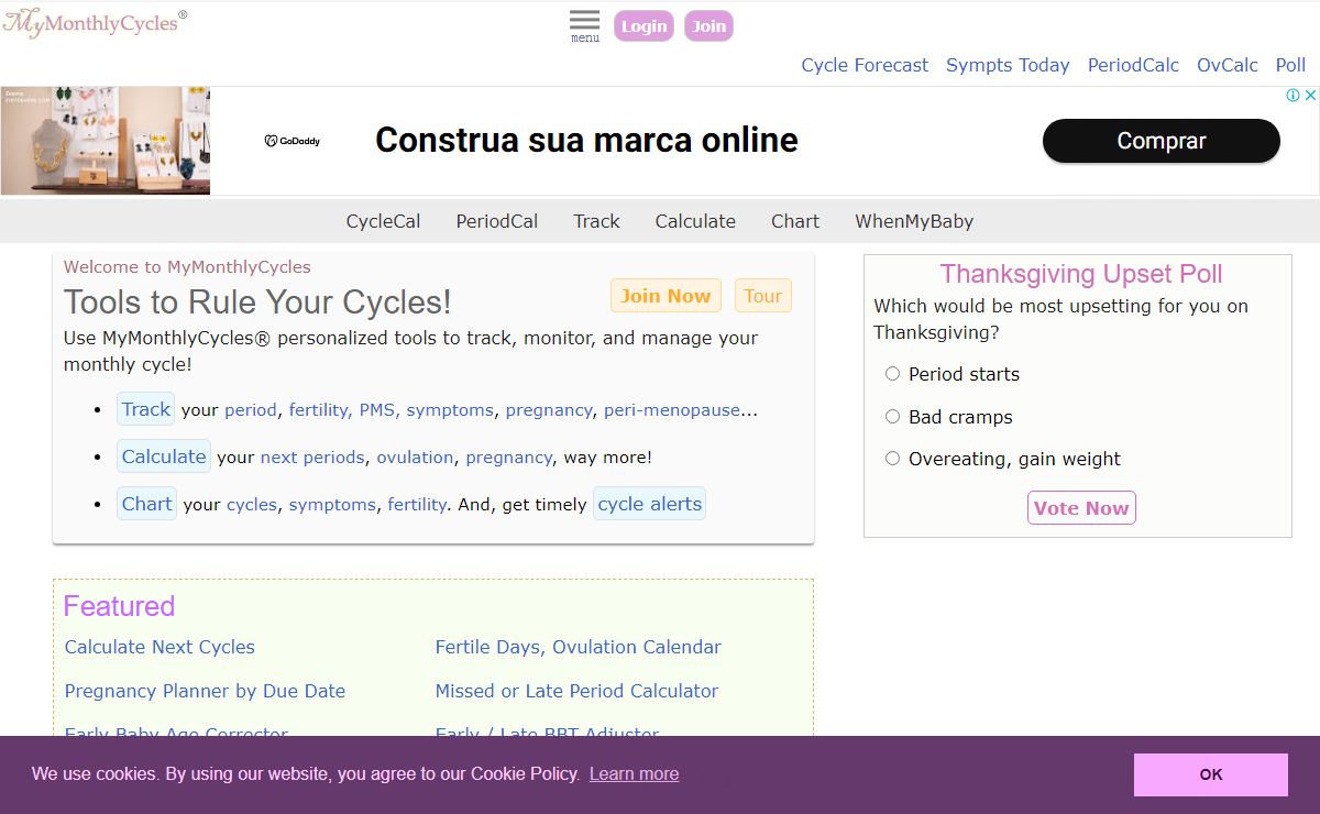Period Tracker, Fertility Tracker, Cycle Calculators - MyMonthlyCycles