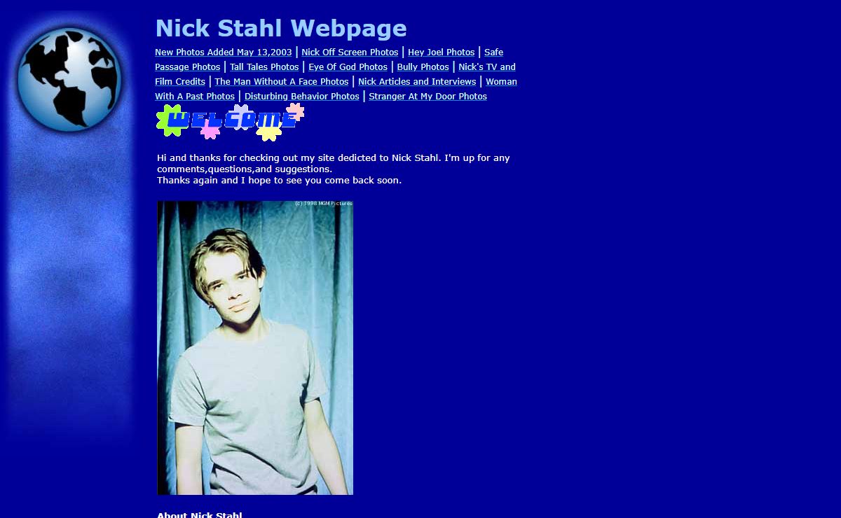 Nick Stahl Webpage
